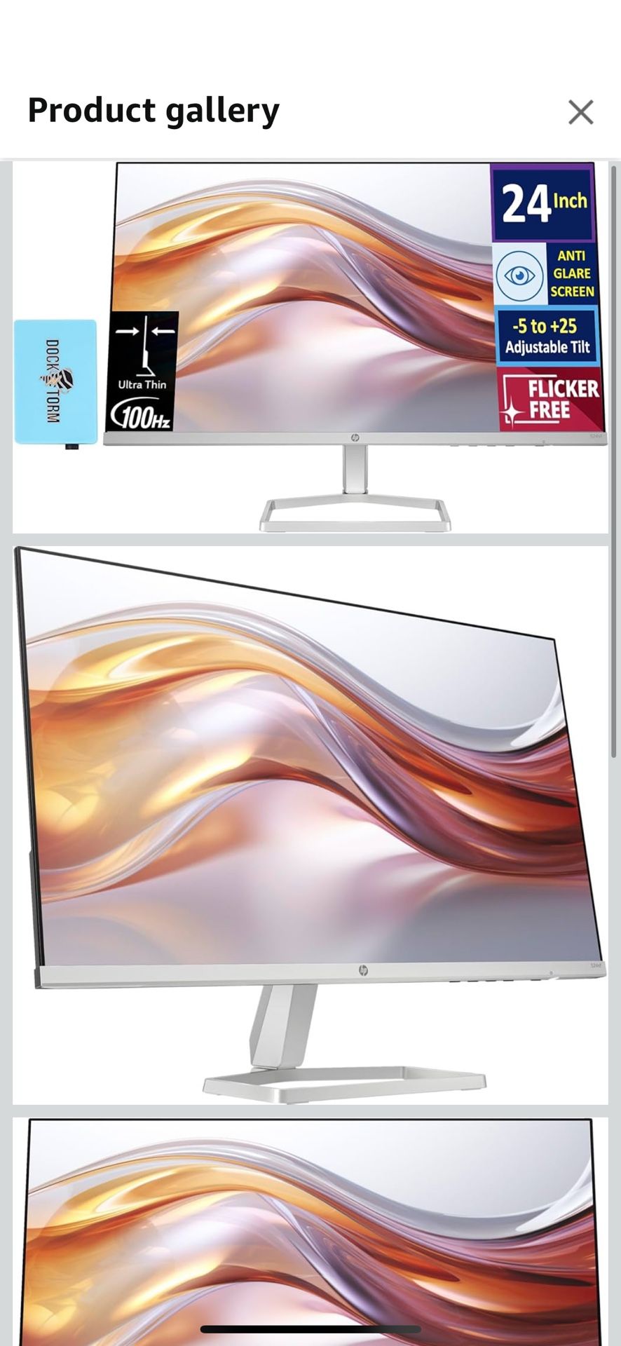 HP 24" 100Hz 300 nits IPS FHD (1920x1080) Monitor (Replaces M24f) w/Doctorm Hub USB Port Expander, Flicker-Free, Adjustable Tilt, 1x HDMI 1.4, 1x VGA,