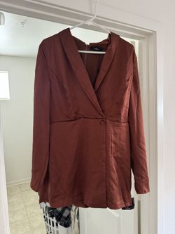 Lulu’s Satin Bronze Romper With A Skort
