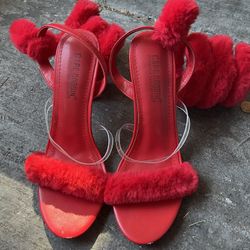 Cape Robbin Red Heels With Clear Straps Size 8.