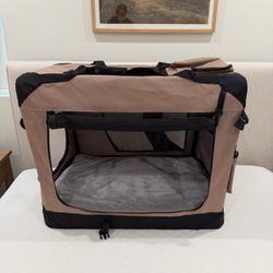 3-Door Foldable Soft Dog Crate with Bed & Carrying Bag