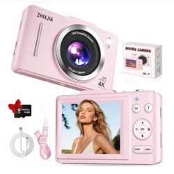 Full HD 4K Portable Compact Point and Shoot Digital Camera with 64GB Card