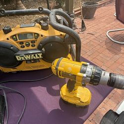 Dewalt 18V Hammer Drill, Radio, Batteries And Charger