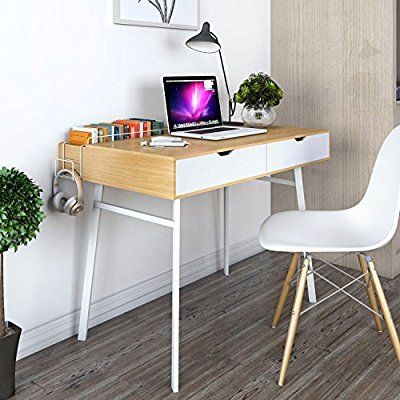 White/light Brown Wooden Computer Desk