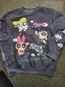 💥 Powerpuff Girls "Super Fierce" Acid Wash Crewneck Sweatshirt | Women's M