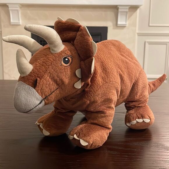 JÄTTELIK Soft toy, dinosaur/dinosaur/triceratops Reddish brown 18” long EUC