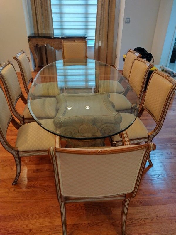 Stunning 10ft Vintage Glass Dining Table – Seats 8 in Style!