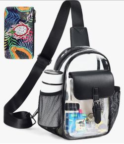 Clear Bag for Stadium Events, Clear Crossbody Bag Purses for Women Crossbody Concert Sports with Side Mesh Pocket