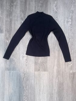 Black Ribbed Mock Neck Long Sleeve Top