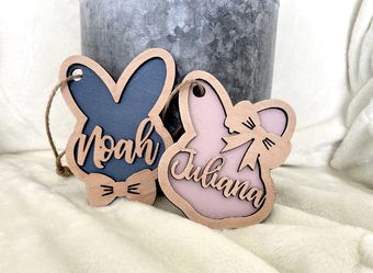 Personalized Easter Basket Tags, Custom Easter Basket Name Tags, Easter Bunny Tags