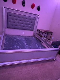 King tufted bed frame