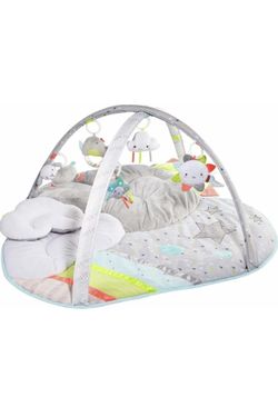 Gimnasio de juego para bebés y tapete de juegos para bebés, nube con forro plateado, gris