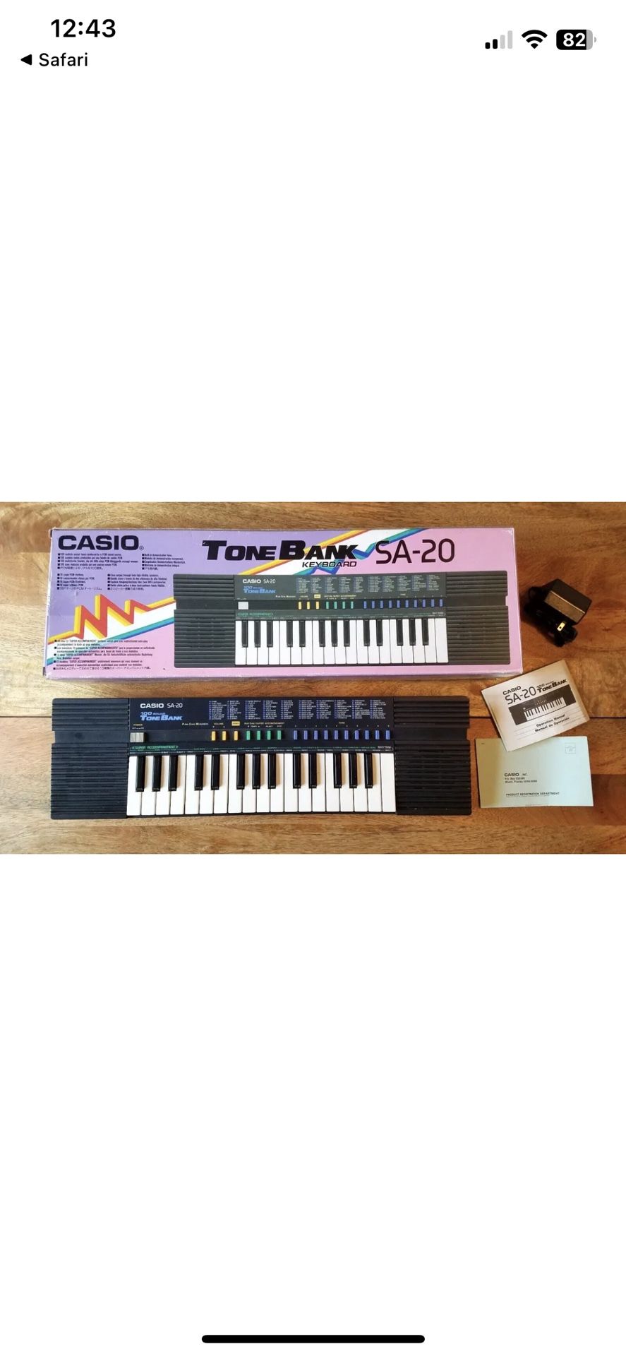 Casio SA-20 Tone Bank Keyboard 80s