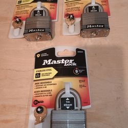 3 Brand New Matching Keys Master Padlocks