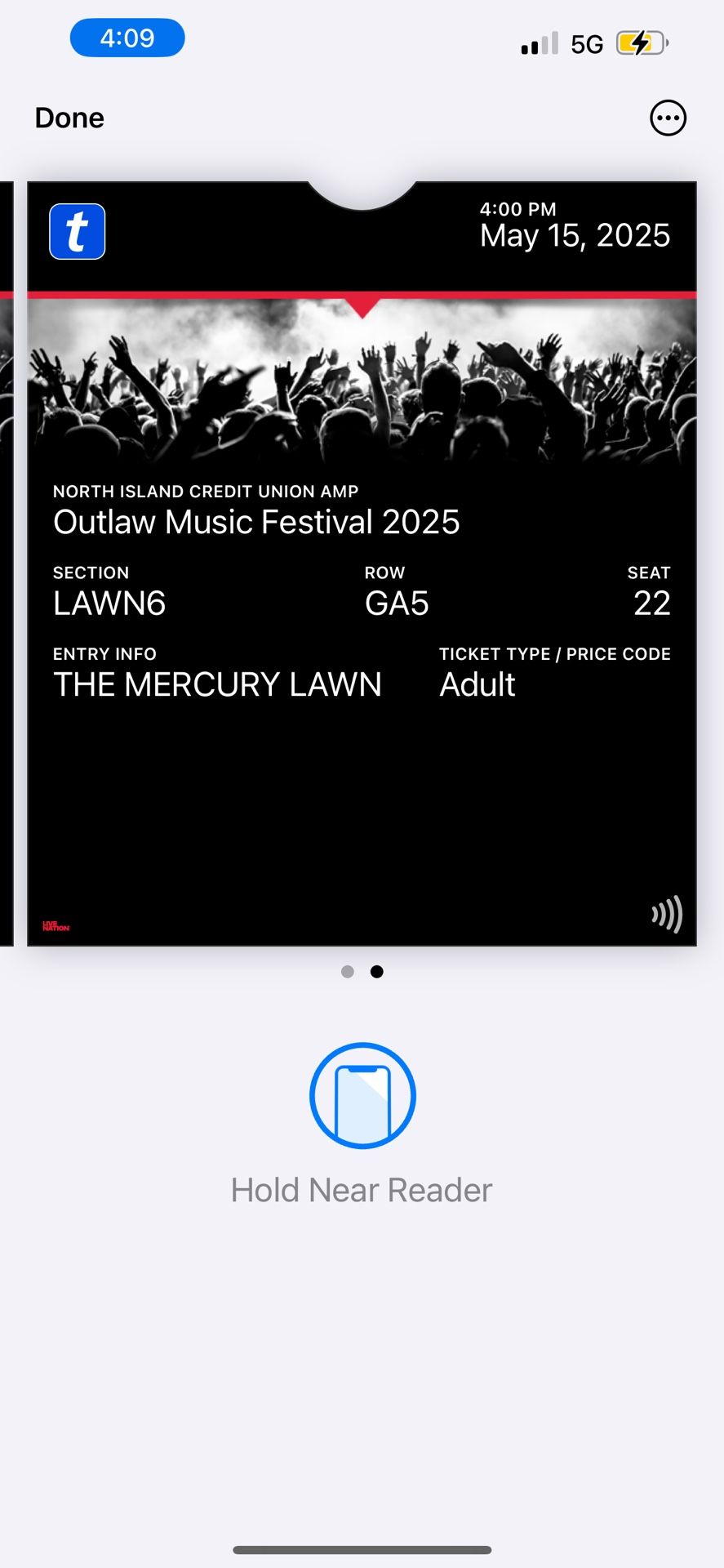 1 Ticket for Outlaw Festival - Billy Strings Willie Nelson Bob Dylan