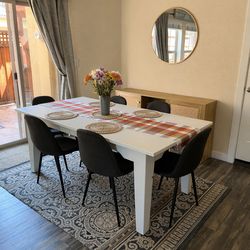 White Dining Table with Leaf – Seats 6–8