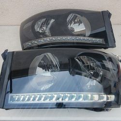 06-08 Dodge Ram LED DRL Headlights Luces Focos Micas s Faros Faroles