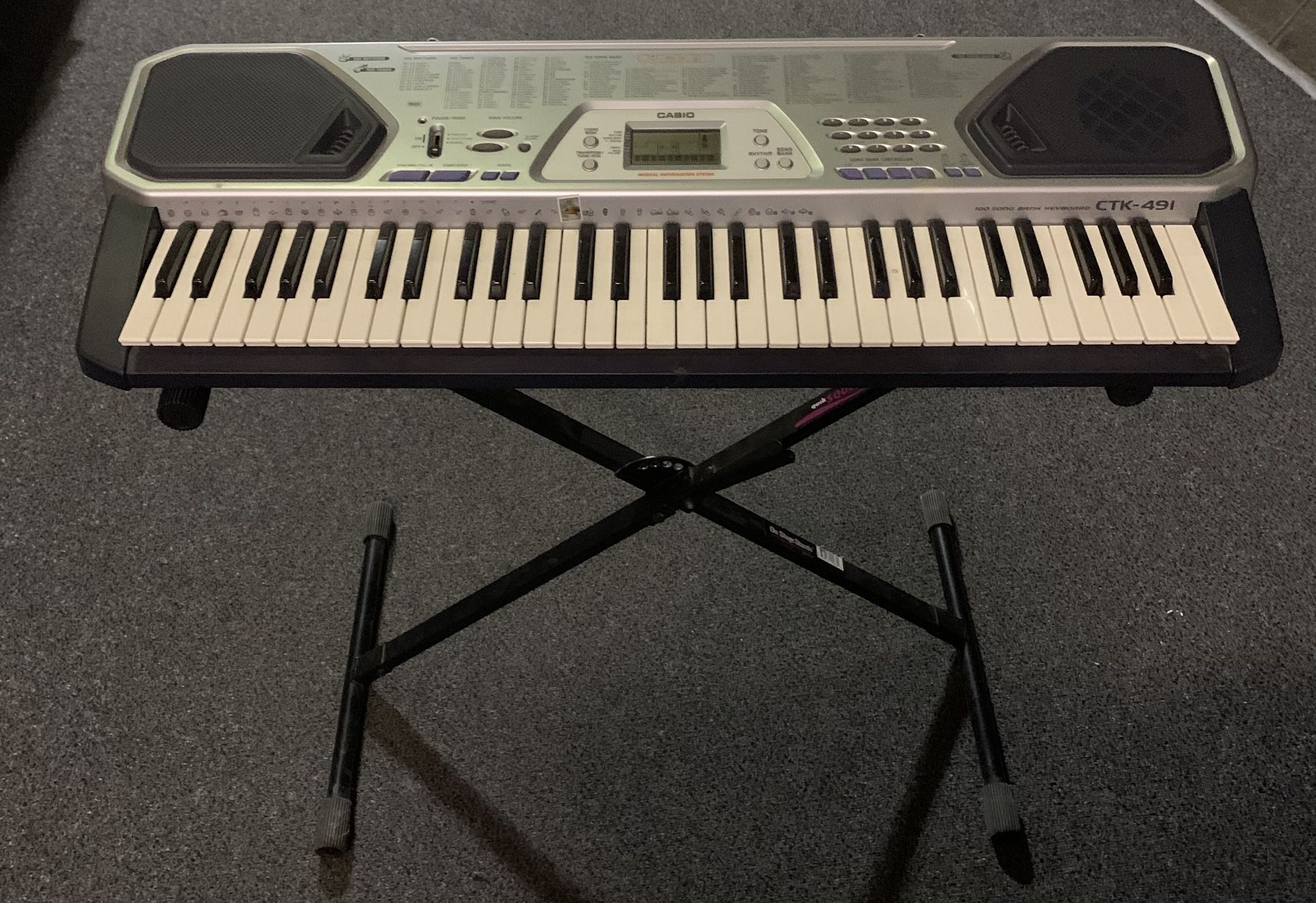 Casio CTK491 Keyboard With Quick release Easy To Adjust Stand 