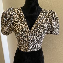 Leopard Linen Womens Top 
