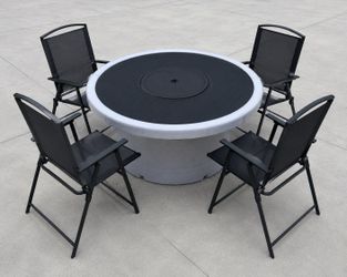 Patio outdoor 48” fire pit table and chairs
