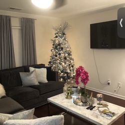 White And Silver Marble Coffee Table