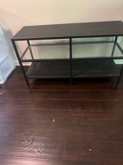 Black Glass TV Stand / Entertainment Center – $30