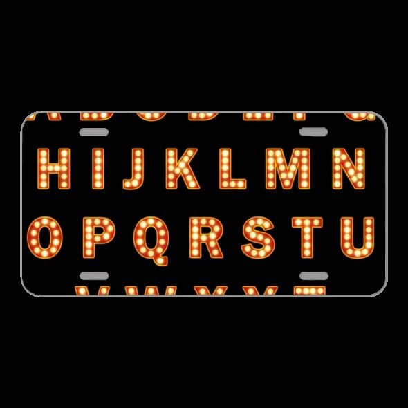 License Plate Novelty Car Front Broadway Font Letters Sign Lights