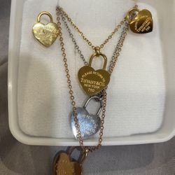 Tiffany & Co Necklace & Earrings 3 Color Tone