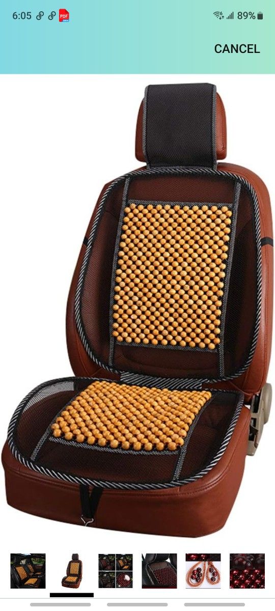 Wood Bead Car Seat Cover Cushion, Cooling & Breathing, Automotive Beaded Driver Seat Massager Cushion for Lower Back Pain