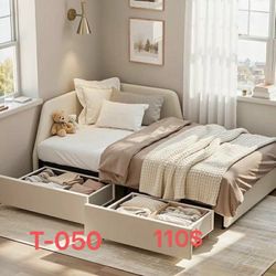 （T-050）Premium Twin Corner Day Bed Frame, Modern Upholstered Daybed