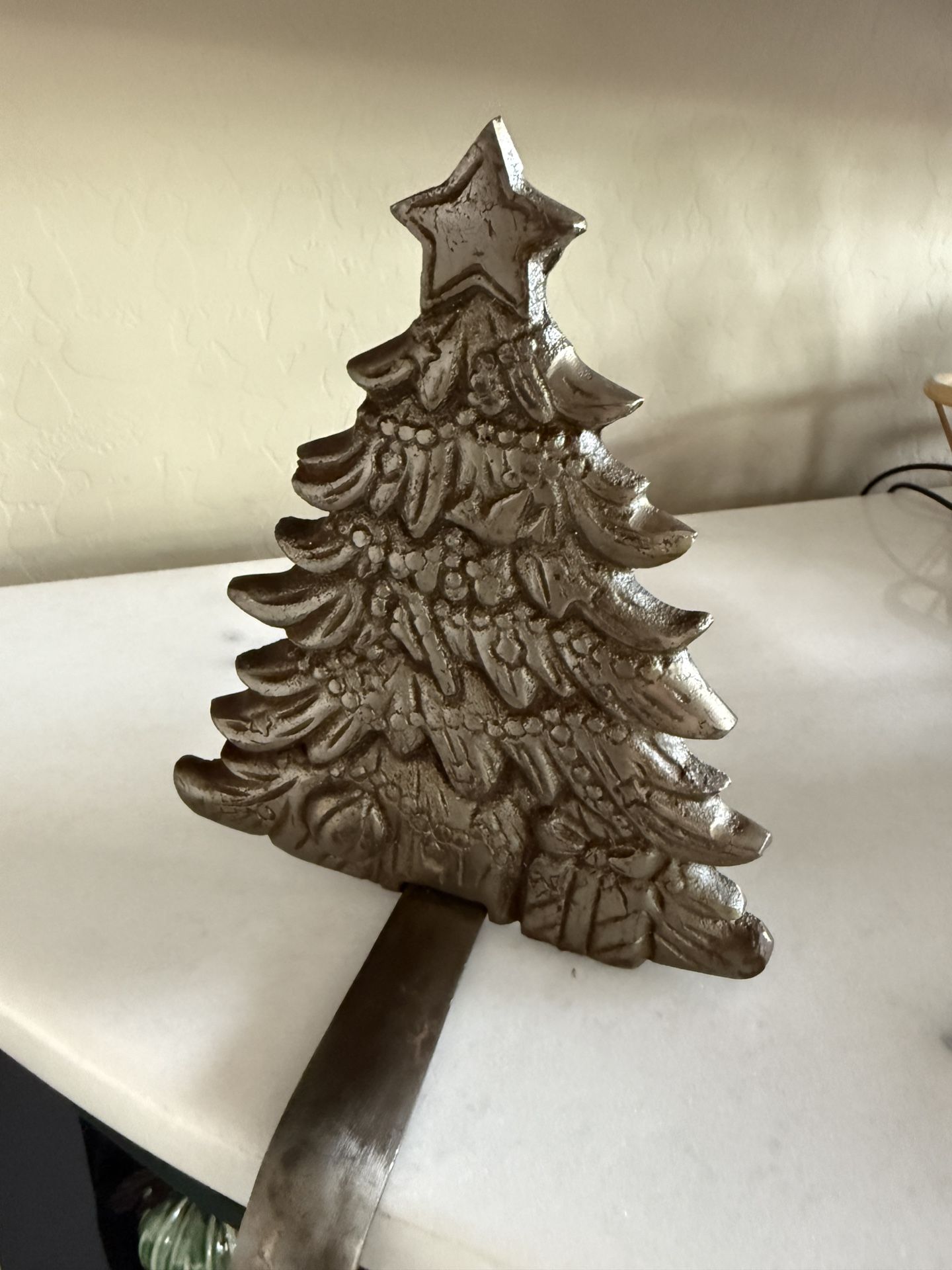 VTG Noel Grandeur Christmas Tree Cast Iron Stocking Holder-Heavy- Sturdy 7”