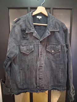 Black Denim Distressed Jacket