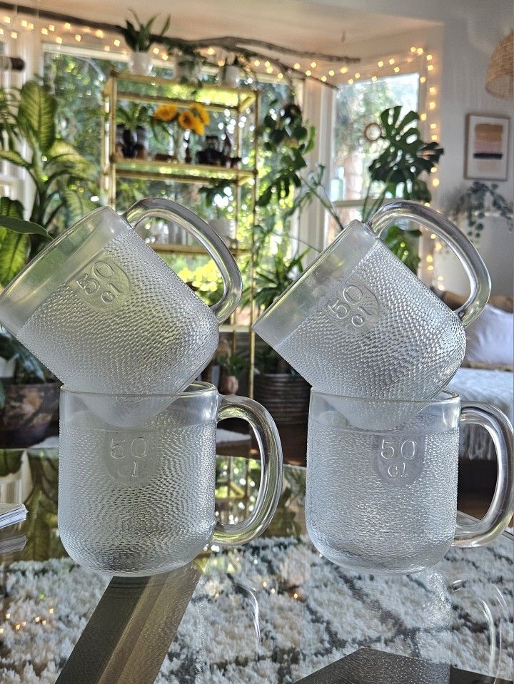 Vintage littala Krouvi Arabia Finn Crystal Textured Beer Mugs 