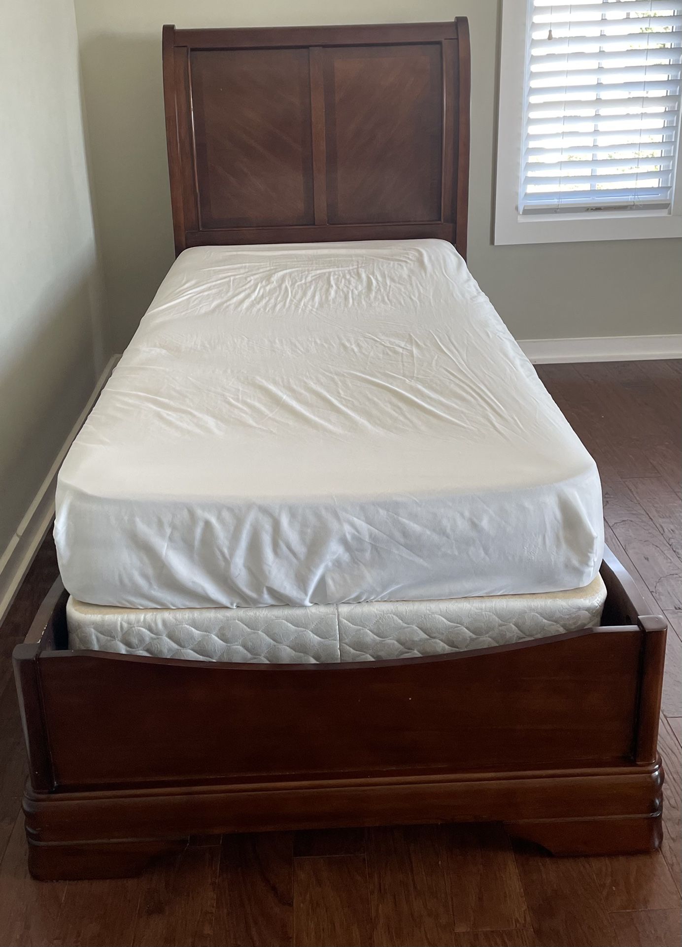 Brown Twin Size Bed, Box Spring, Mattress