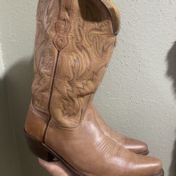 Justin Western Women’s Boots Bent Rail Distressed Tan Puma Size 9B made in USA