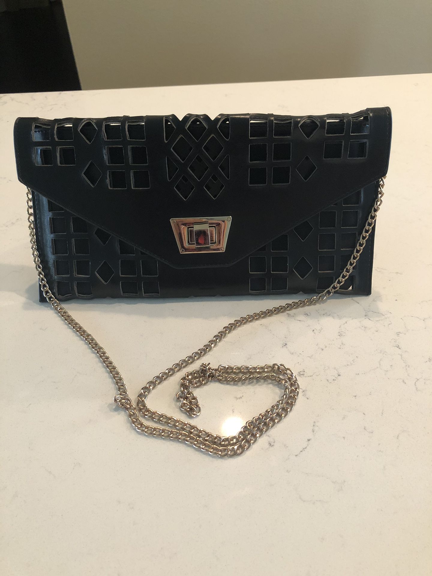 Faux leather black crossbody purse
