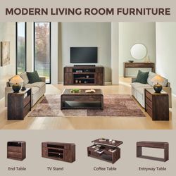 TV stand, 32-inch tall entertainment center with storage cabinet and drawers,Stand for 80 Inch TVs, 32"Tall Entertainment Center w/Storage Cabinet& dr