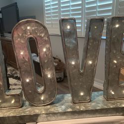 Hammered Steel Love Sign