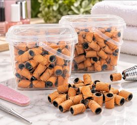 200 Pc Nail Drill Sanding Bands 240 Grit 3/32" Mandrel Orange Bundle of 2
