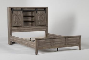 Queen Bed Frame With Barn Doors And USB