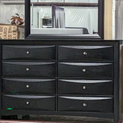 Black 8 Drawer dresser W/ Mirror