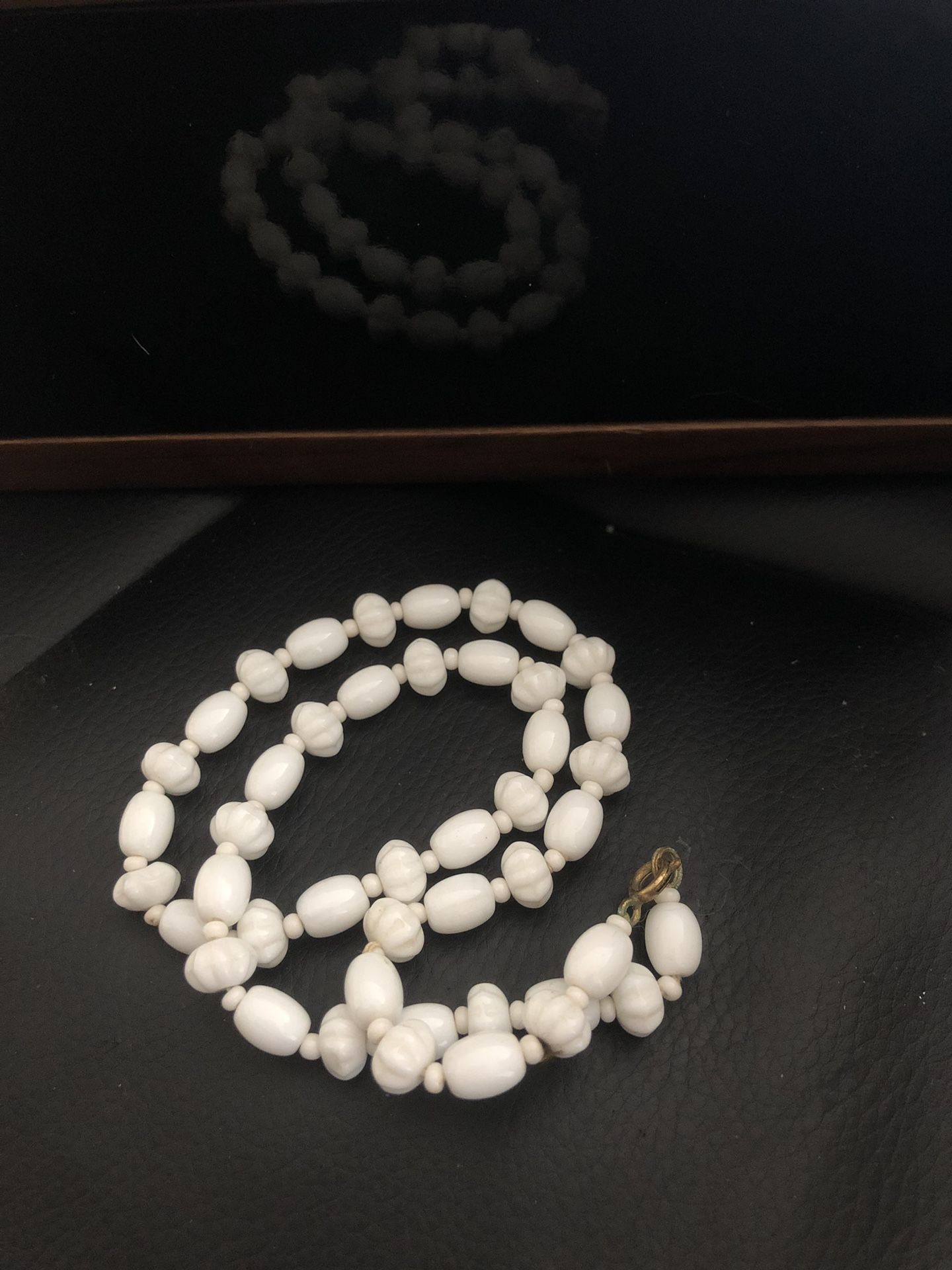 Vintage milk glass necklace wedding summer