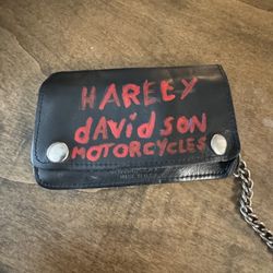 Harley Davidson Genuine Leather Wallet W Chain
