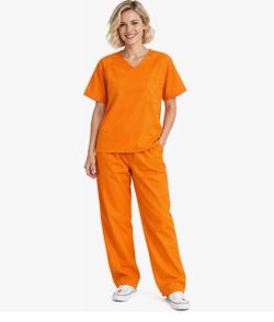 Couples Orange Prisoner Costume 2-Piece Halloween Outfit