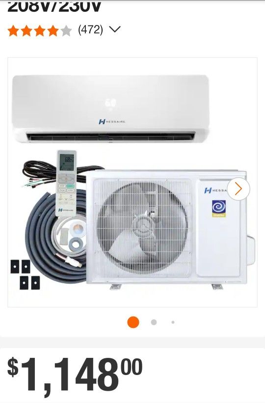 **NEW**Hessaire
18,000 BTU Mini Split Air Conditioner&Heat Pump