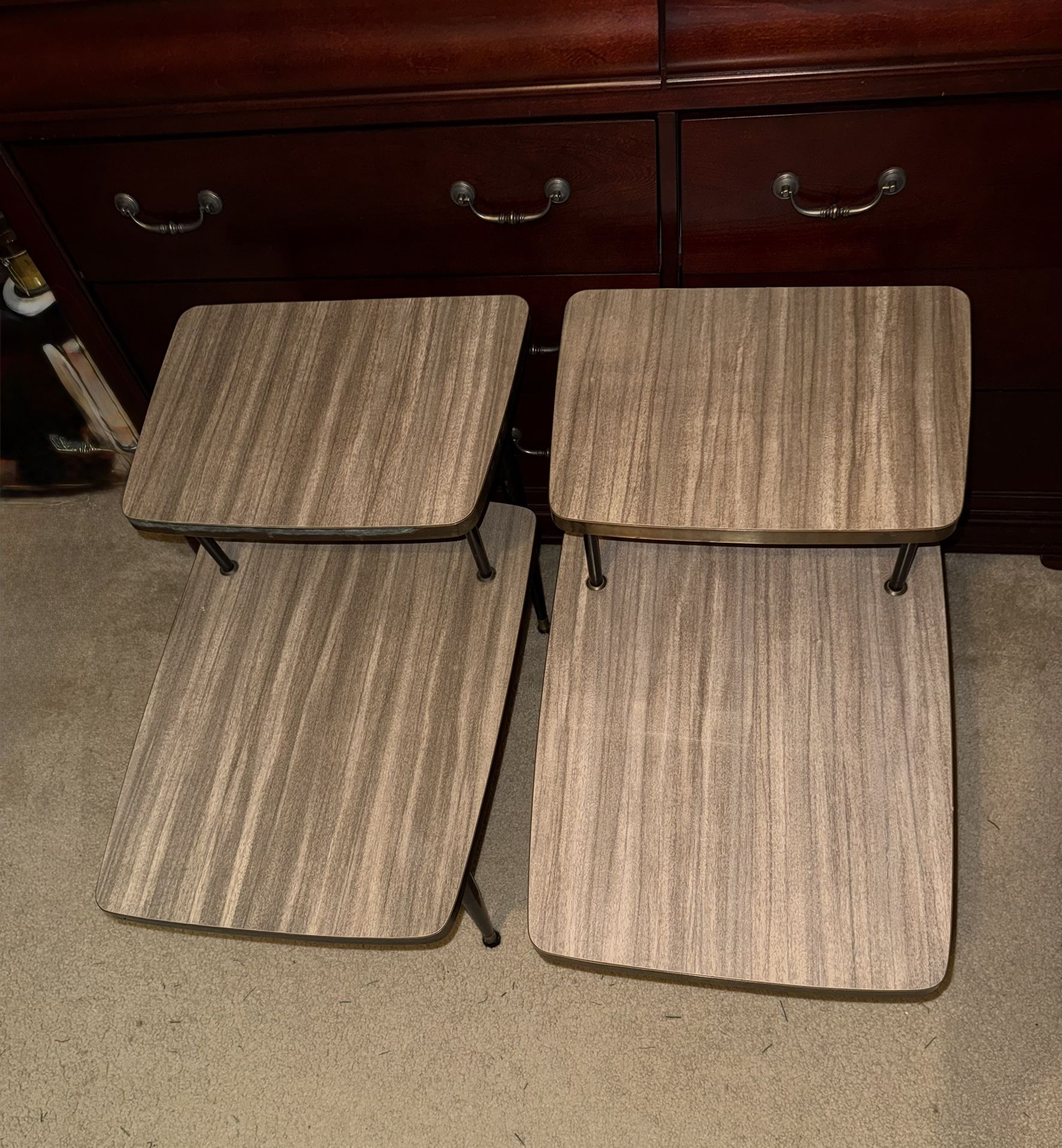 VTG SET OF MID CENTURY MODERN 50’S 60’S RETRO END TABLE SET GRAY LAMINATE