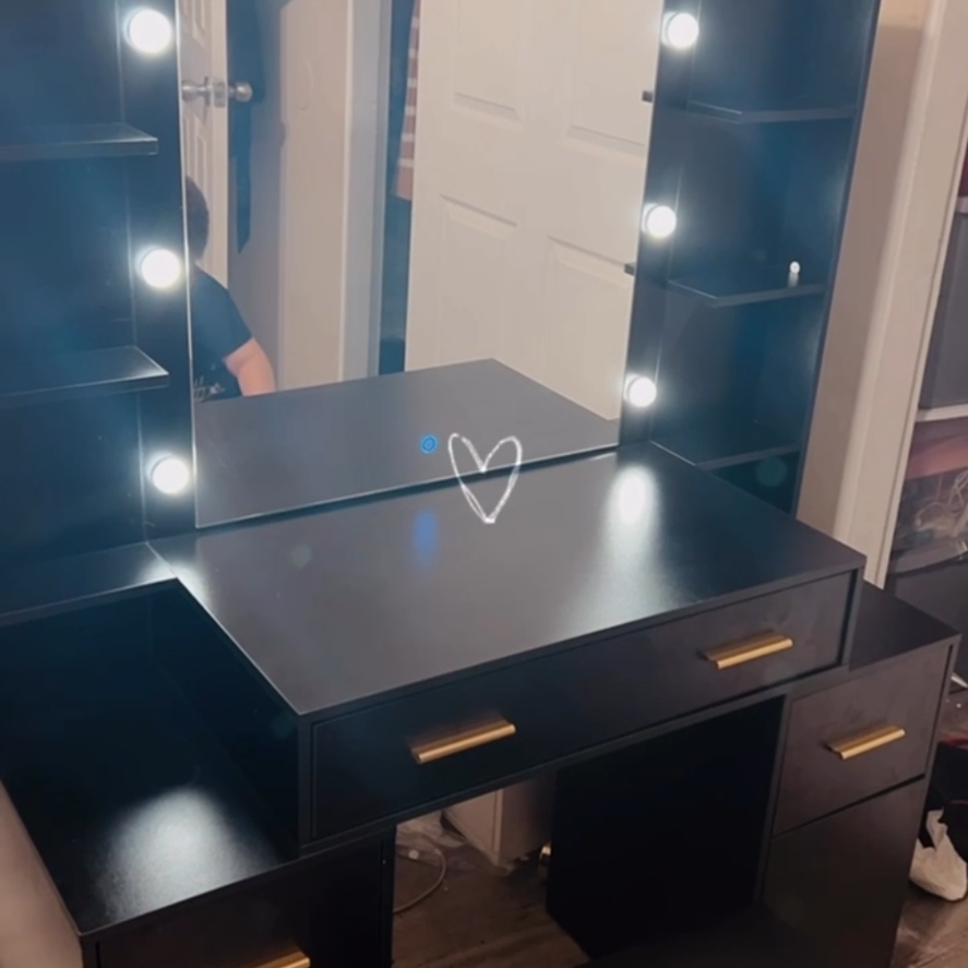 Black and gold vanity