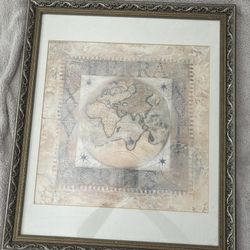 Large Globe Picture 26” Tall By 22.5” Wide