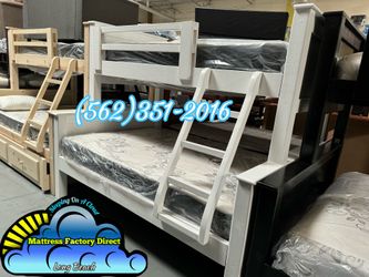 Twin full white bunk bed with mattresses colchones Nuevo