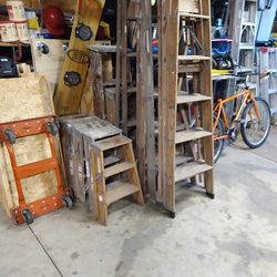 12. Wooden Vintage Ladders.  2 Ft. To  8 Ft