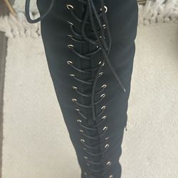 Boots Above Knee Lace Up Stiletto 
